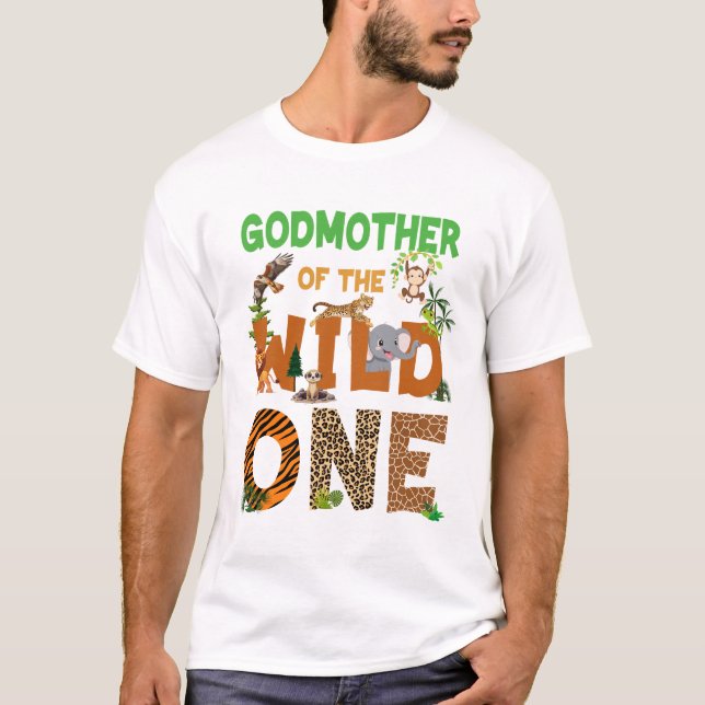 Camiseta Madrina Del Cumpleaños Salvaje Un Cumpleaños Safar (Anverso)