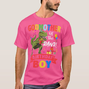 Camiseta Madrina Del Niño De Cumpleaños T-Rex Rawr Dinosaur