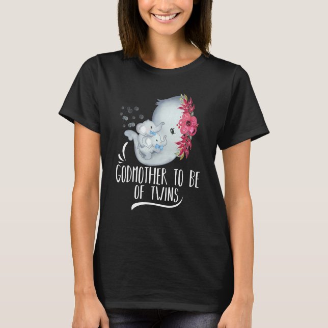 Camiseta Madrina Para Ser De Gemelos Gemelos Niños Elefante (Anverso)