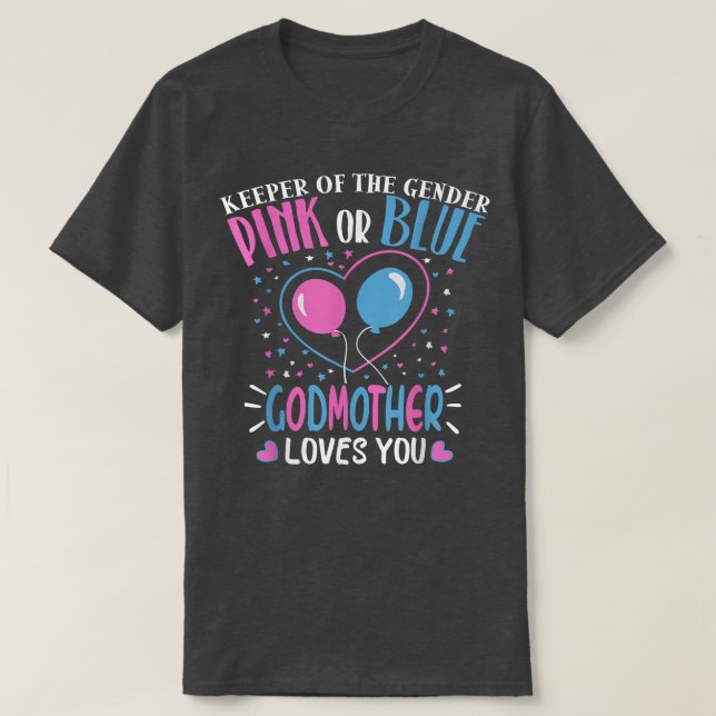 Camiseta Madrina rosa o azul te ama el género revela a la m (Diseño del anverso)