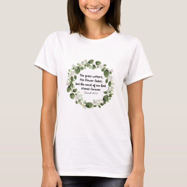 Camiseta Maduro de hierba Biblia Verse la acuarela Eucalypt (Anverso)