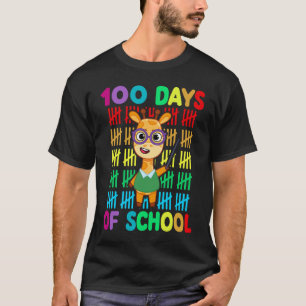 Camiseta Maestra 100 Días De Colegio Estudiante Jirafa Lind