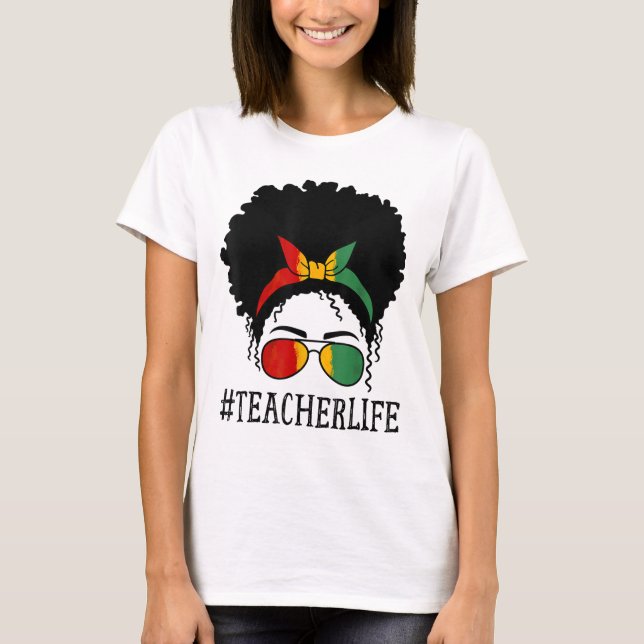 Camiseta Maestra africana desordenada broma mona de histori (Anverso)
