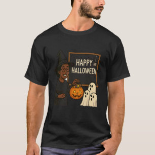 Camiseta Maestra afroamericana de Halloween bruja divertida