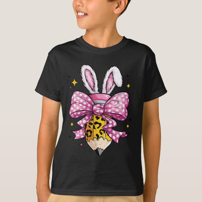 Camiseta Maestra amamantada Cute Coquette Bow Bunny Easter  (Anverso)