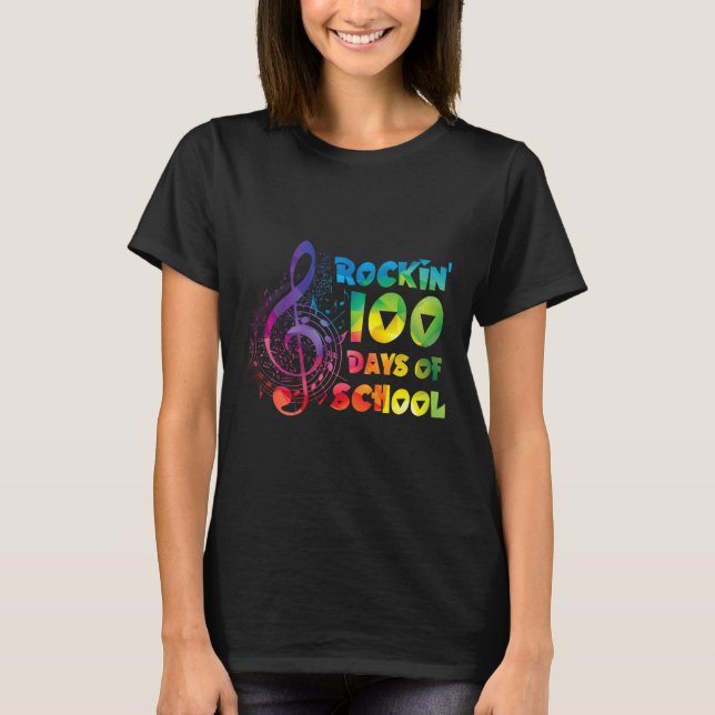Camiseta Maestra -arroja 100 Días De Clave De Música Escola (Anverso)