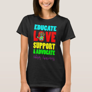 Camiseta Maestra Autismo Escuela Educar Amor Apoyo & Defens