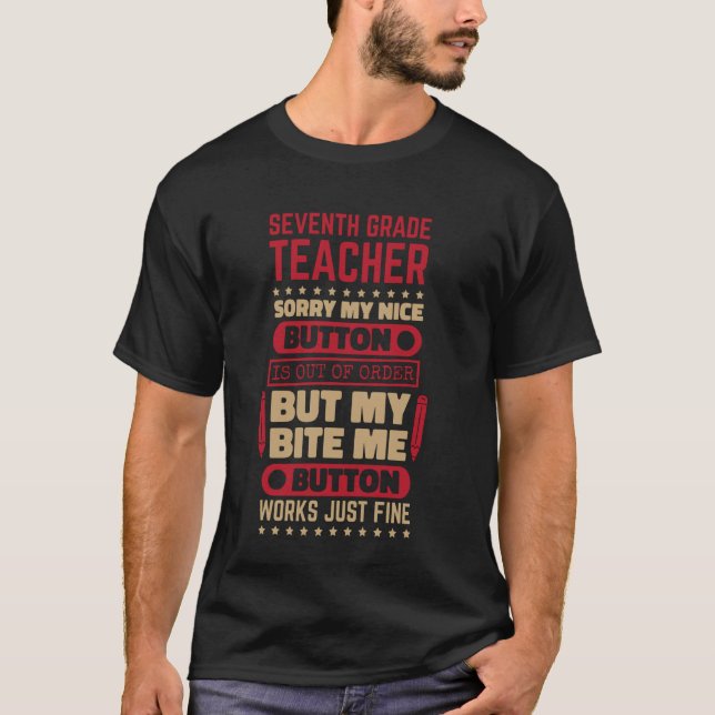 Camiseta Maestra Bite Button de séptimo grado para el sépti (Anverso)