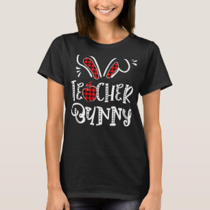 Camiseta Maestra Bunny Apple Bunny Oars Buffalo Plaid Easte