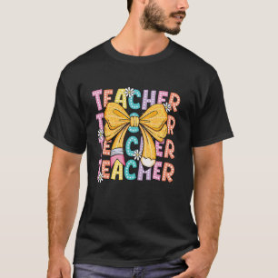 Camiseta Maestra Coqueta Linda Lápiz con Lazo Maestra Agrad