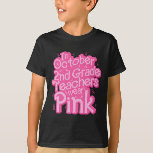 Camiseta Maestra de 2º Grado de Octubre Usa Cáncer De Mama 