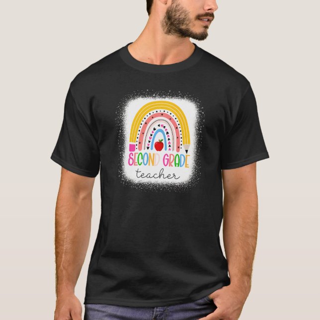 Camiseta Maestra de 2º grado Enseña Amor Inspira Arcoiris d (Anverso)
