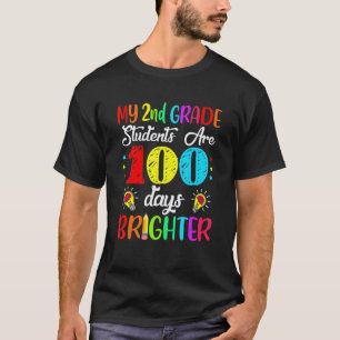 Camiseta Maestra de 2do Grado 100 Días Más Brillante 100º D