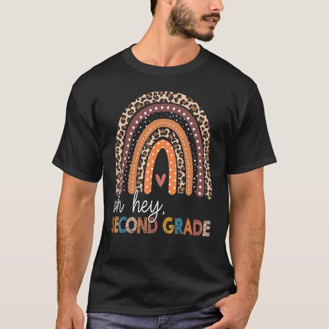 Camiseta Maestra de 2do Grado Leopardo Boho Arcoíris Oh Hol (Anverso)
