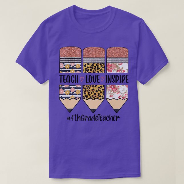 Camiseta Maestra De 4º Grado De Vuelta A La Escuela Inspira (Diseño del anverso)