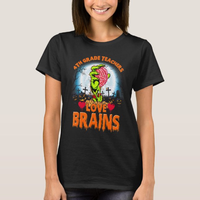 Camiseta Maestra de 4° grado Ama a Brains Maestra de Hallow (Anverso)