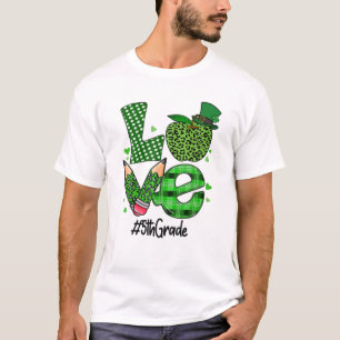 Camiseta Maestra de 5º Grado de Amor St Patrick's Day Apple