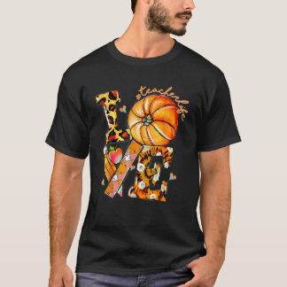 Camiseta Maestra de Acción de Gracias Vida Calabaza Amor Le