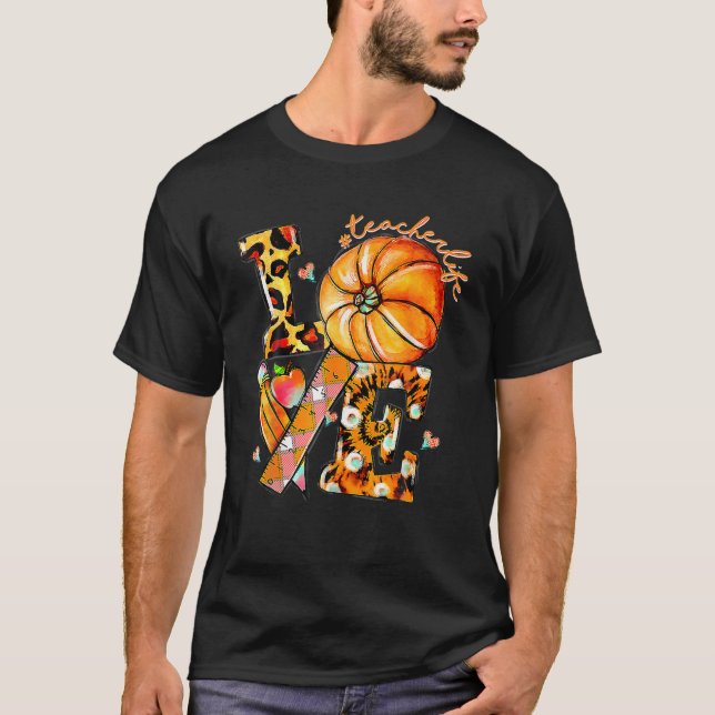 Camiseta Maestra de Acción de Gracias Vida Calabaza Amor Le (Anverso)