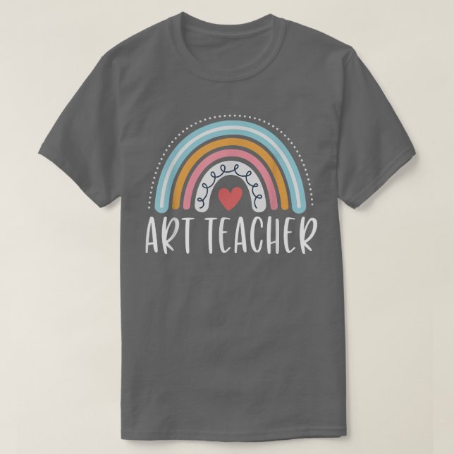 Camiseta Maestra de Arte Cute Corazón Arcoiris (Diseño del anverso)