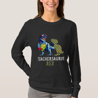 Camiseta Maestra de autismo Dinosaurio Teachersaurus Rex Ac