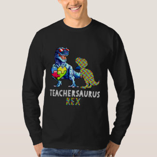 Camiseta Maestra de autismo Dinosaurio Teachersaurus Rex Ac