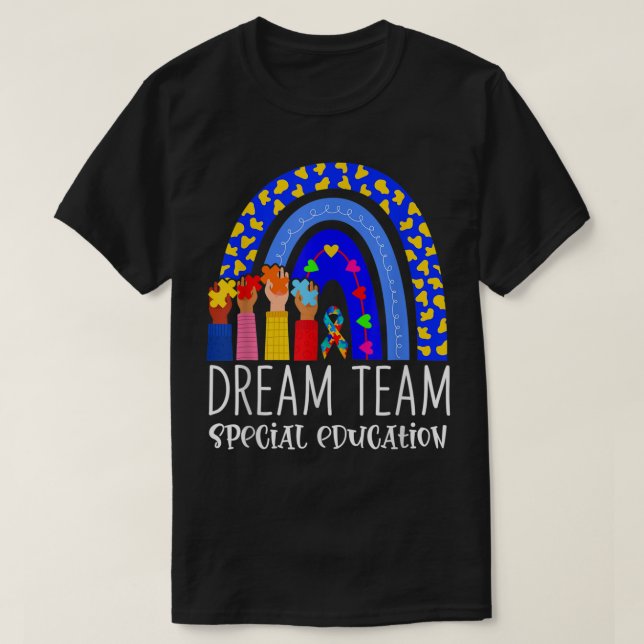 Camiseta Maestra de autismo sueña con equipo de educación e (Diseño del anverso)