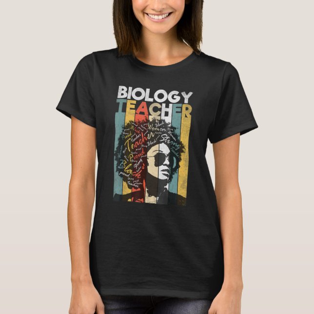 Camiseta Maestra de Biología Negra Orgullo Mujer Negra Af N (Anverso)
