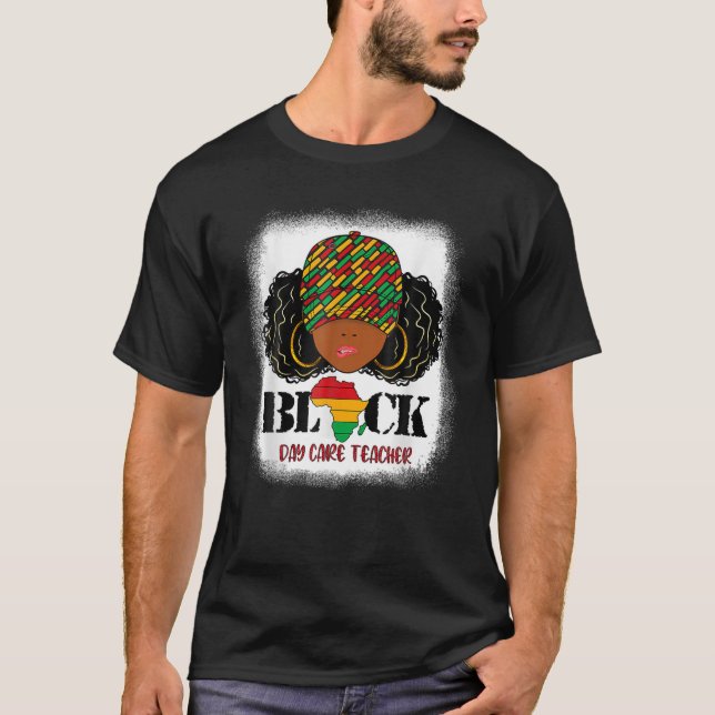 Camiseta Maestra de Black Day Care Messy Bun Pride Africana (Anverso)