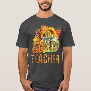 Camiseta Maestra de Boho Leopard Pumpkins otoño en Thanksgi