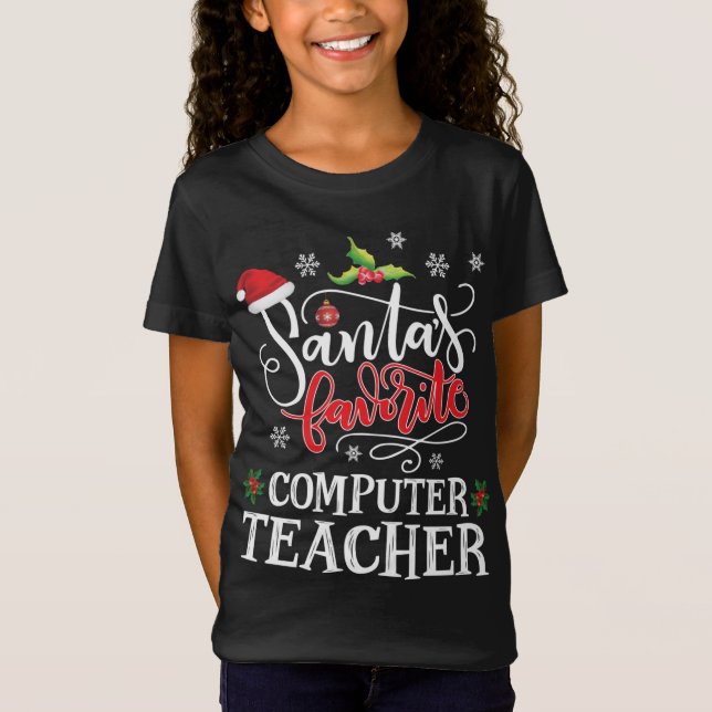 Camiseta Maestra de computadoras favorita de Santa Hat C (Anverso)