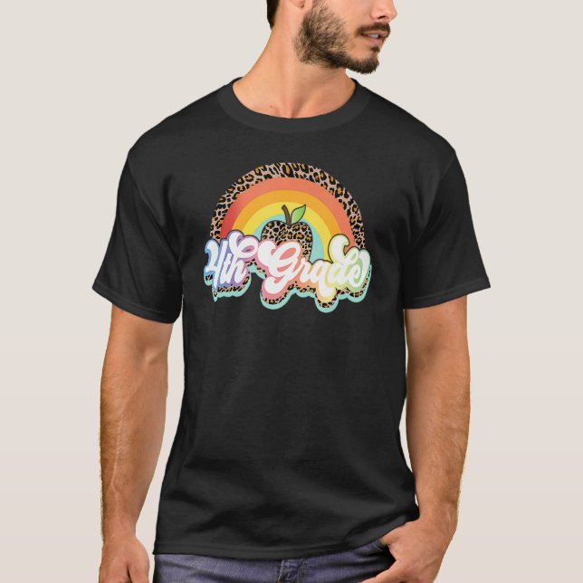 Camiseta Maestra de cuarto grado Leopardo Arcoíris 4to Grad (Anverso)