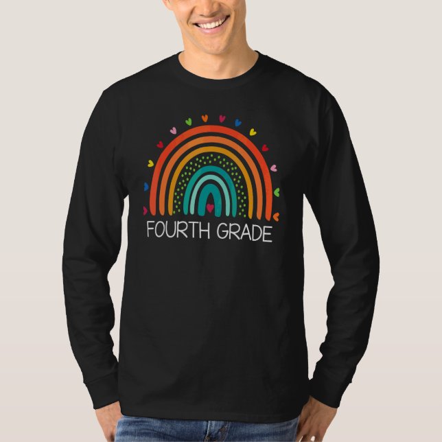 Camiseta Maestra de Cuarto Grado Leopardo Arcoíris 4to Grad (Anverso)