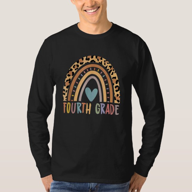 Camiseta Maestra de cuarto grado Leopardo Arcoiris de cuart (Anverso)