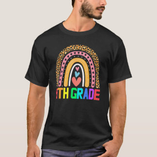 Camiseta Maestra de cuarto grado Leopardo Arcoiris de cuart