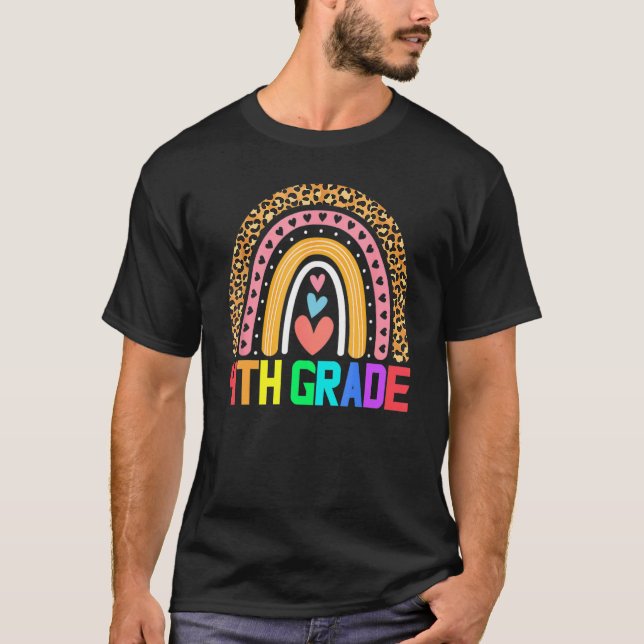 Camiseta Maestra de cuarto grado Leopardo Arcoiris de cuart (Anverso)