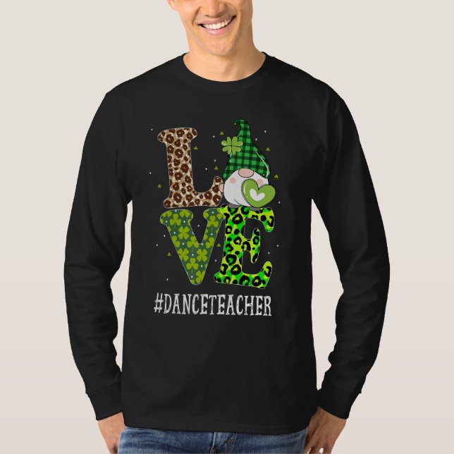 Camiseta Maestra de danza Love St Patricks Day Gnome Leopar (Anverso)