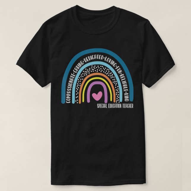 Camiseta Maestra de Educación Especial Cute Arcoiris  (Diseño del anverso)
