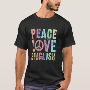 Camiseta Maestra de ELA Adorable PAZ AMOR INGLÉS Biblioteca