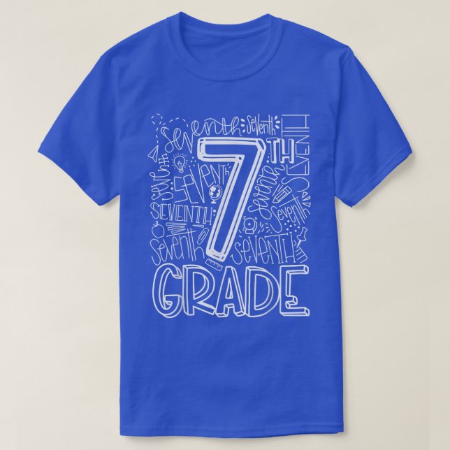 Camiseta Maestra De Equipo De Nuevo A La Escuela Séptimo Gr (Diseño del anverso)