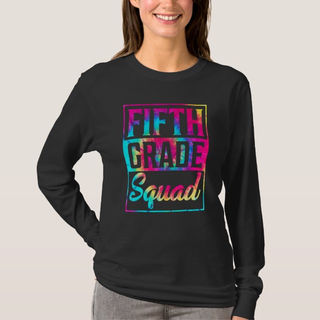 Camiseta Maestra De Escuadrón De 5º Grado De Tie Dye Primer (Anverso)