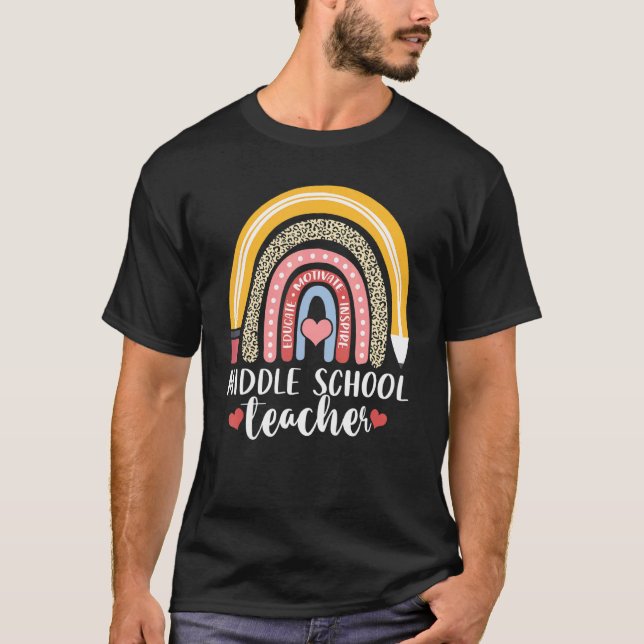 Camiseta Maestra de escuela media educa a Leo motivado (Anverso)