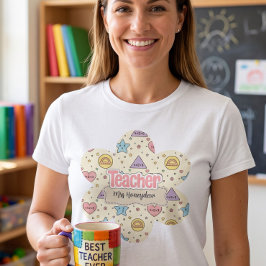 Camiseta Maestra de escuela Pastel Patrones de Formas Matem