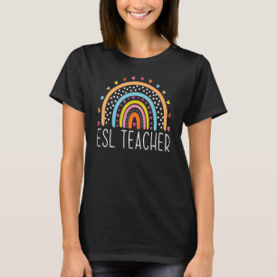 Camiseta Maestra de ESL Boho Arcoíris Agradecimiento Regres