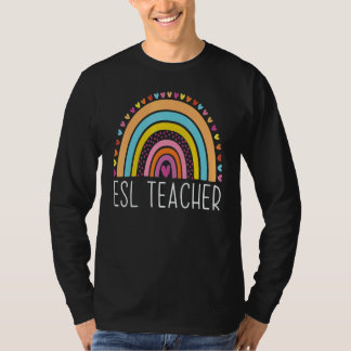 Camiseta Maestra de ESL Boho Arcoíris Regreso a la Escuela 