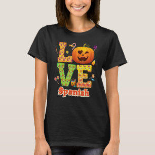 Camiseta Maestra de Español Calabaza Halloween Dulce Carame