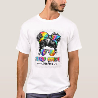 Camiseta Maestra de Grado Moño Desordenado Tie Dye