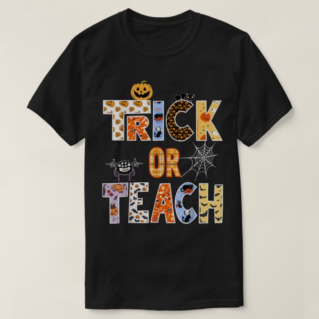 Camiseta Maestra De Halloween Trick O Teach Witt Vibes Aut (Diseño del anverso)
