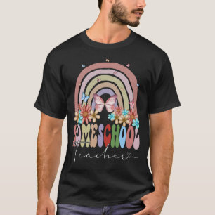 Camiseta Maestra De Hogar Vuelve A La Escuela Rainbow Retro