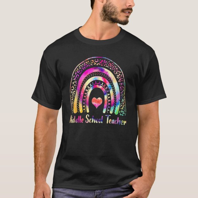 Camiseta Maestra De La Escuela Media Tye Dye Rainbow De vue (Anverso)